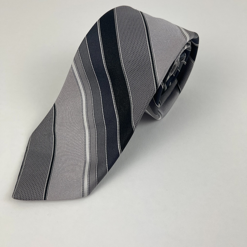 Don Loper Beverly Hills Tie Mens Silver Striped